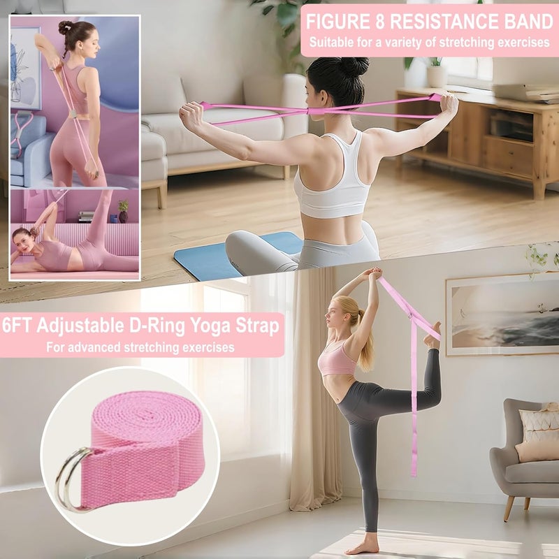Nuplot Pilates Equipment 15" Pilates Ring Plus, Pilates Kit for Home Workouts, Pilates Essentials Kit for Women with Pilates Ring and Ball Set, Booty Bands, Figure 8 Resistance Band, Yoga Band - Image 5
